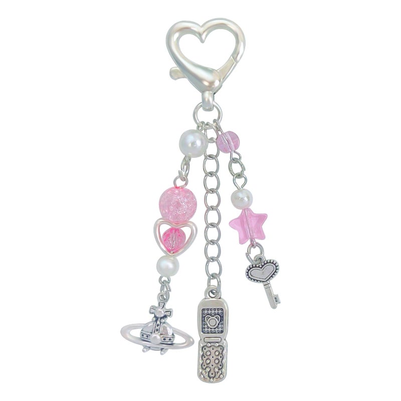 cioatu Cute Keychain Aesthetic Y2K Keychain Accessories Cute Heart Butterfly Strawberry Bear Key Chain for Keys Bags Women Gifts (1PCS Pink) - Image 1